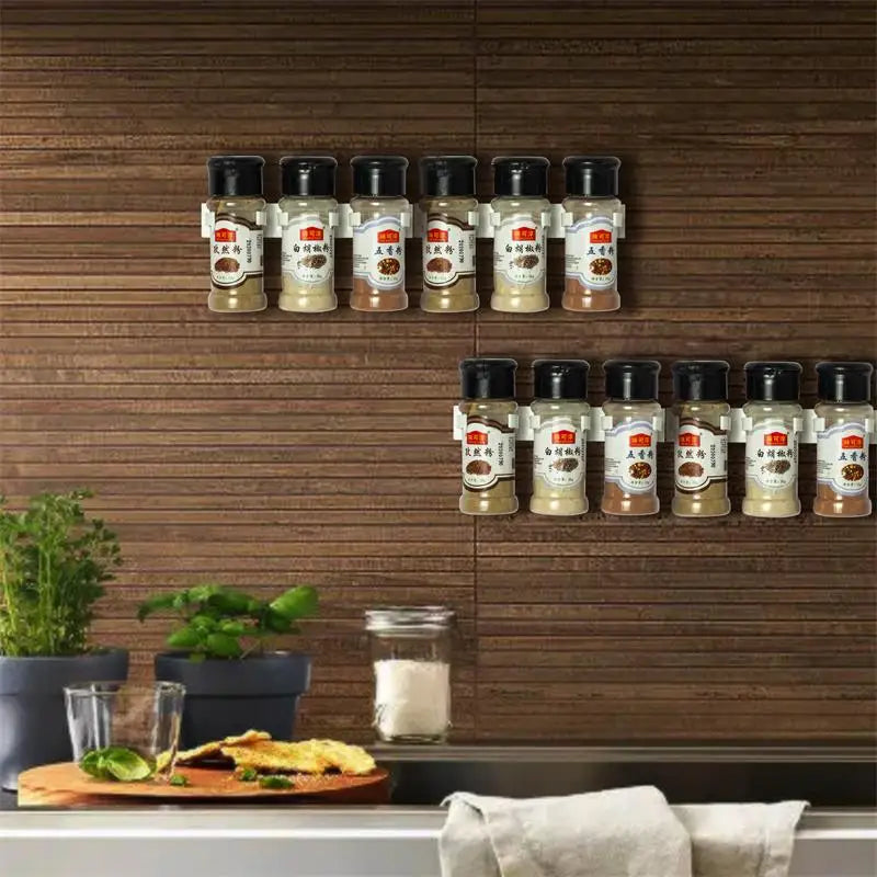 2pcs Plastic Kitchen Jar Rack Wall-Mounted Bottles Holder Spice