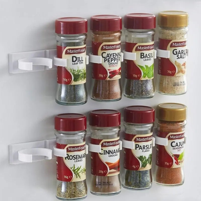 2pcs Plastic Kitchen Jar Rack Wall-Mounted Bottles Holder Spice