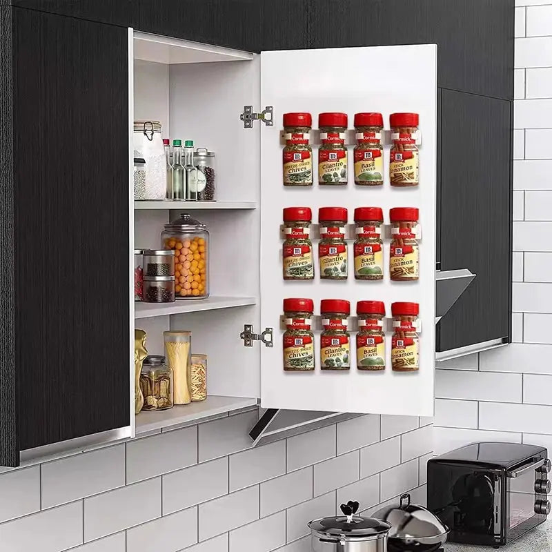 2pcs Plastic Kitchen Jar Rack Wall-Mounted Bottles Holder Spice